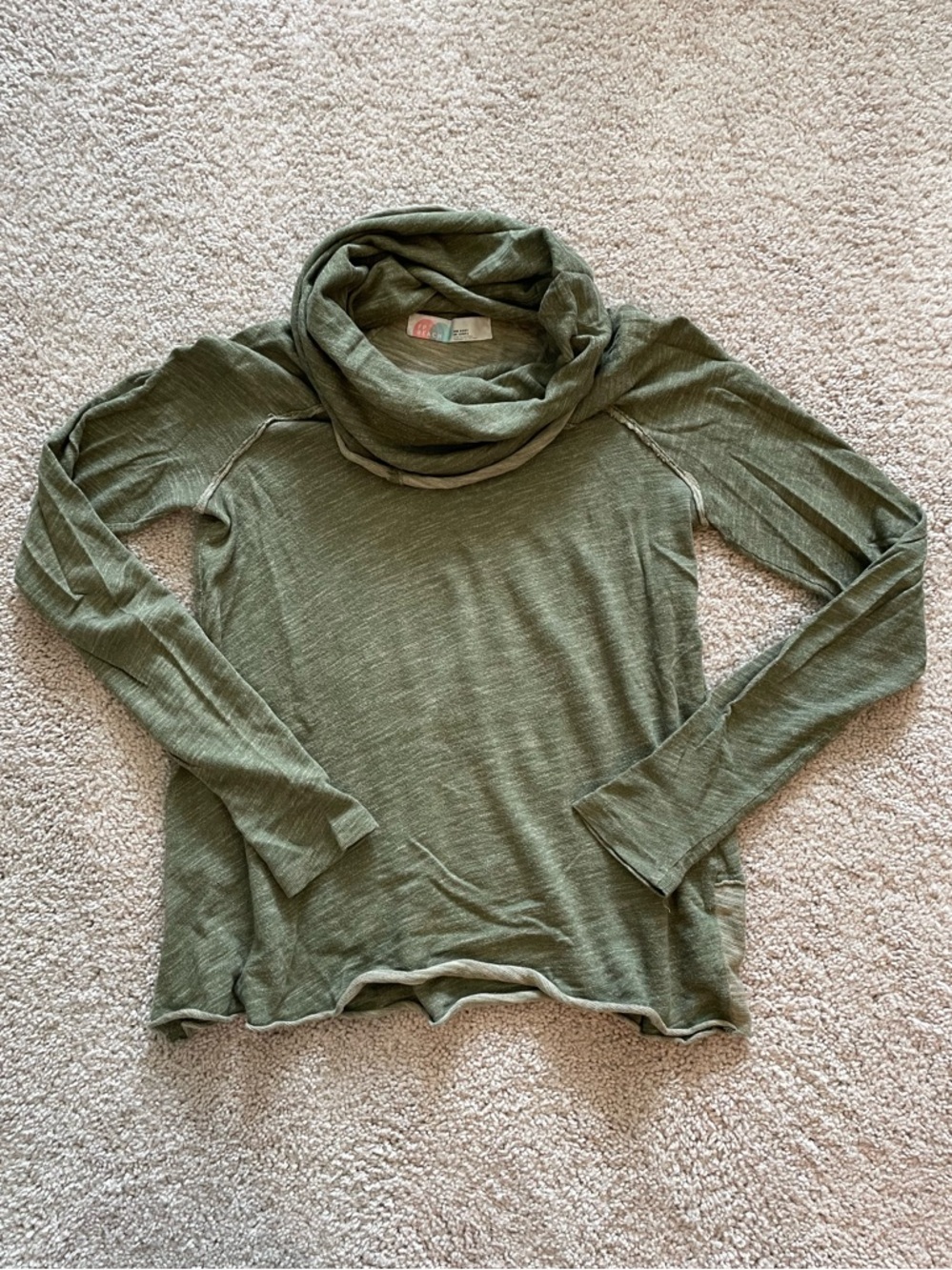Free People Olive Green Cowl Neck Sweater